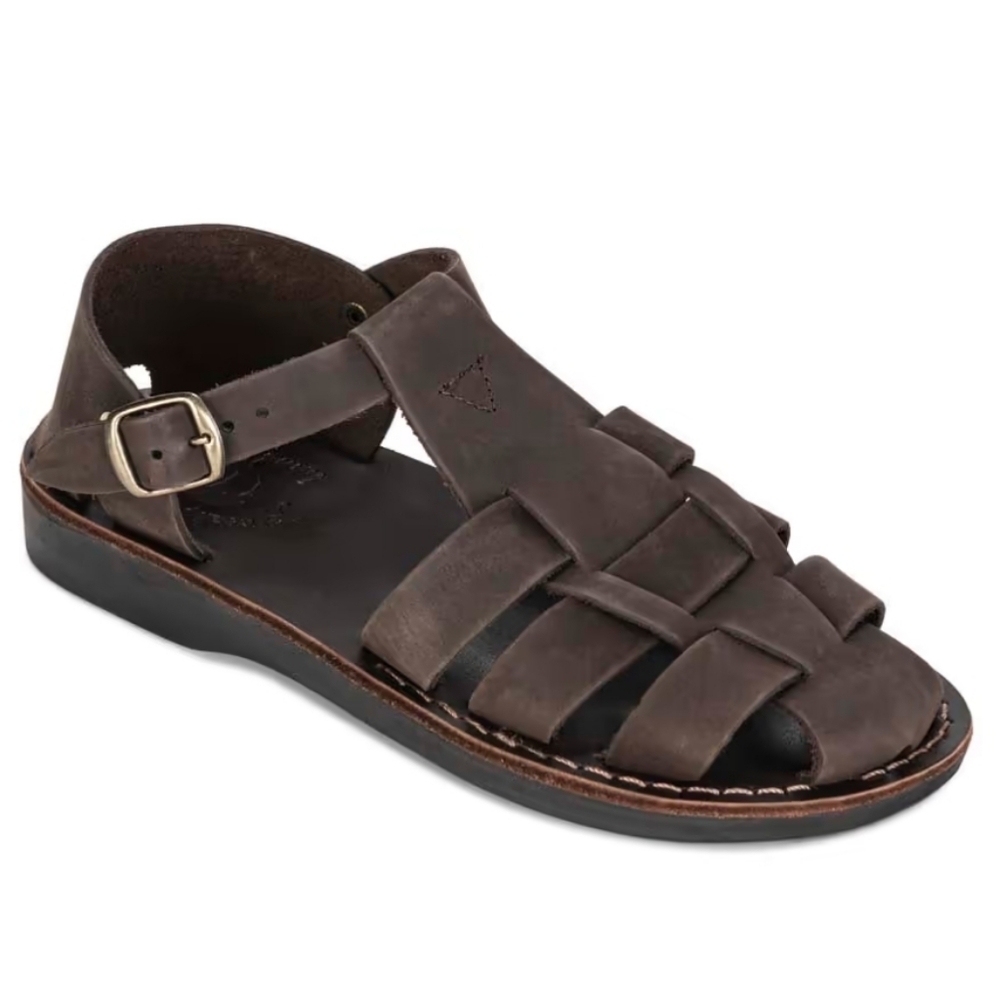 Jerusalem Daniel Leather Fisherman Sport Sandal Brown Nubuck Size 41
